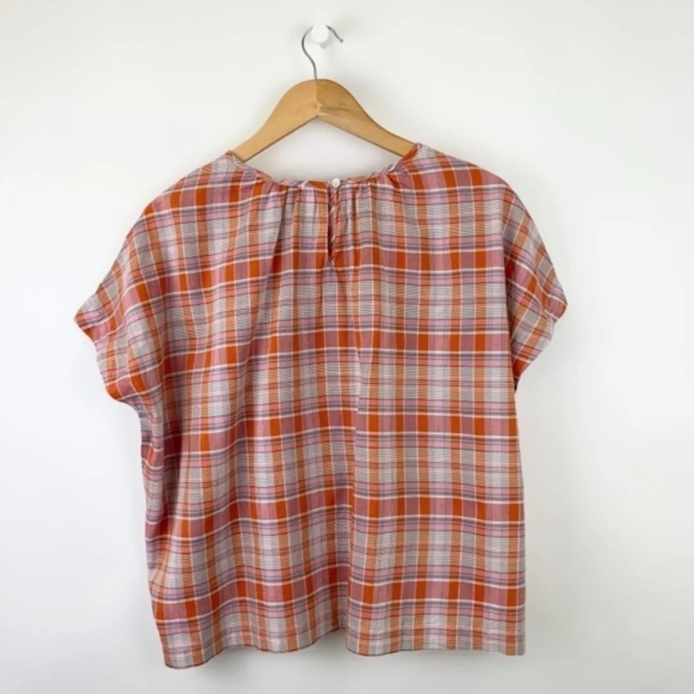 NWT Madewell Shirred Neck Boxy Top June Hero Plaid Size Small - Picture 11 of 14